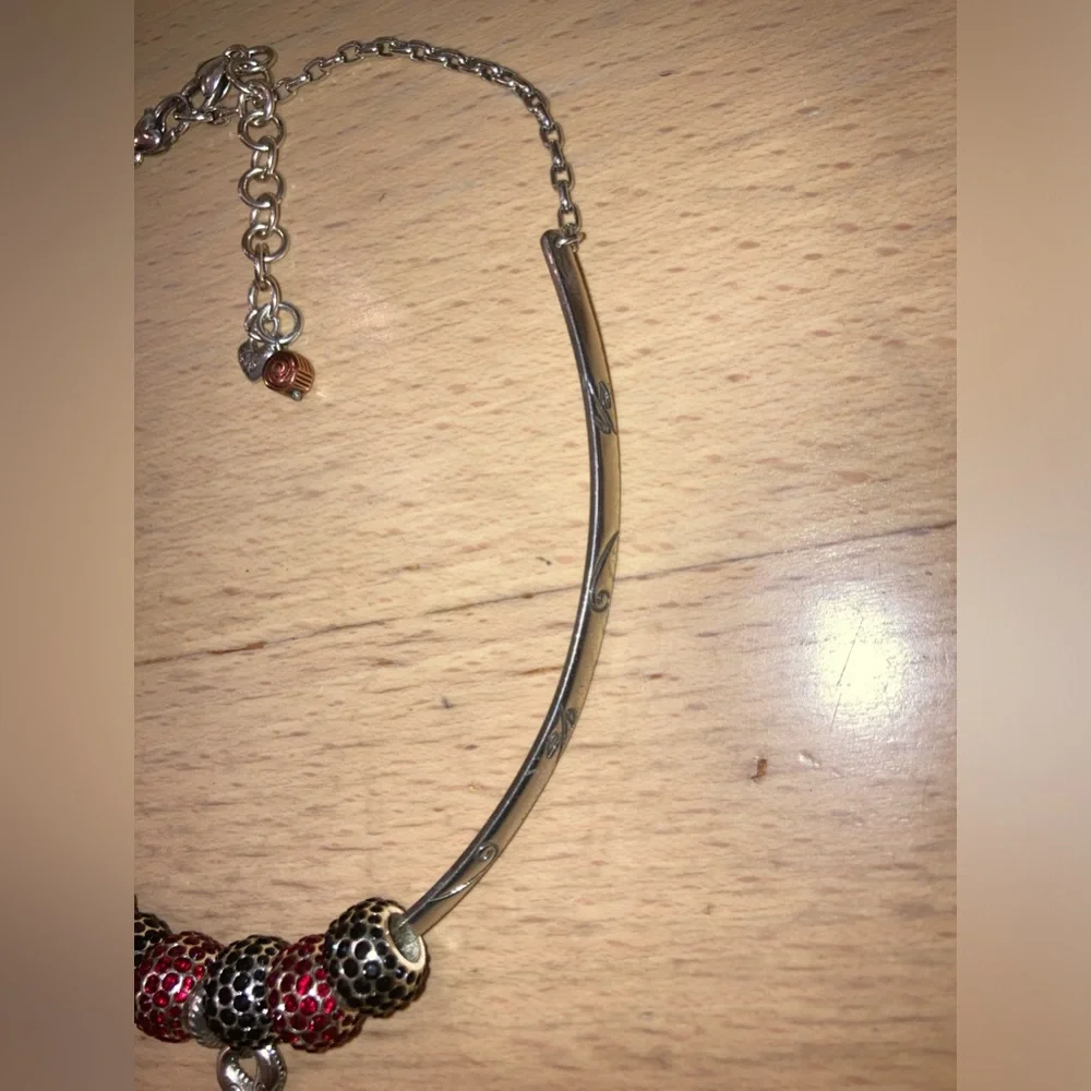 Brighton Monogram Choker Necklace +7 Charms (6 beads & 1 heart) - Silver EUC